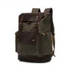 Men's Backpack Retro College Students Back School Bag Oil Wax Waterproof Canvas Travel Bag Multi-functional