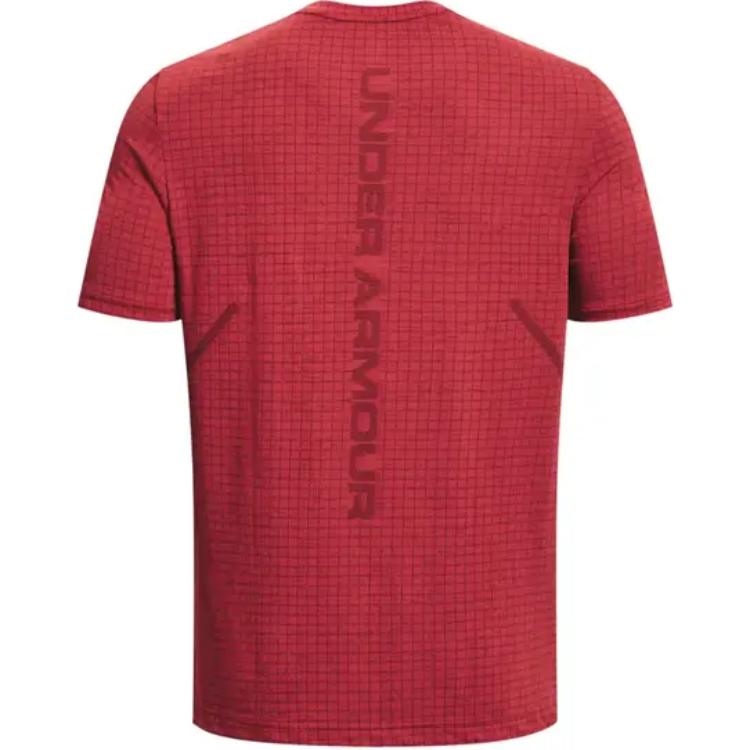 Under Armour Клетчатая тренировочная футболка с коротким рукавом для мужчин, цвет красный 1376921-638