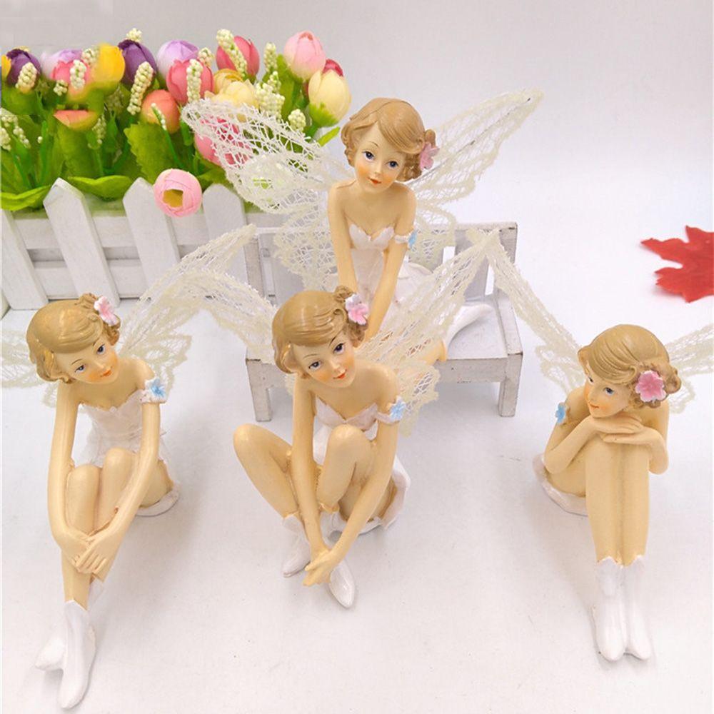 landscape Toy Figures Flower Ornaments  Flying Flower Fairy Garden Car Cake Decor White Angel Doll