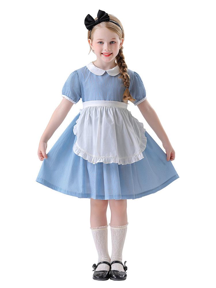 Cosplay Halloween cosplay princess Alice dress for children and girls new blue maid maid dress costume
