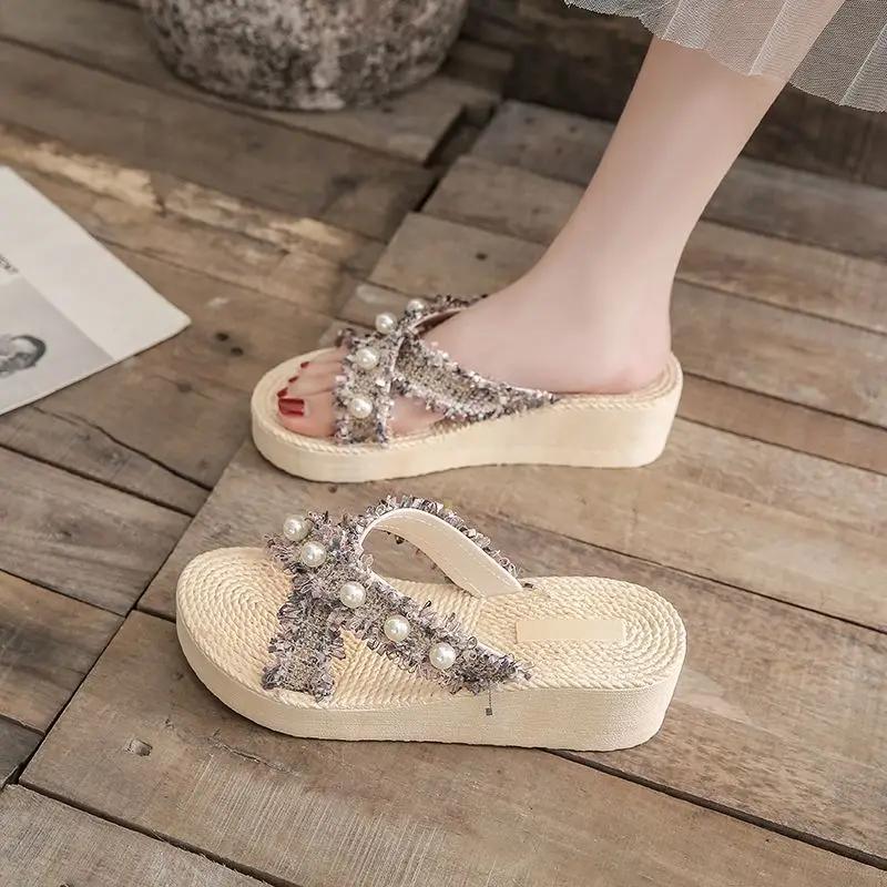 Женские тапочки Удобная обувь для женщин Шлепанцы Шлепанцы Босоножки на танкетке Стильные элегантные и модные Повседневные Нормальные