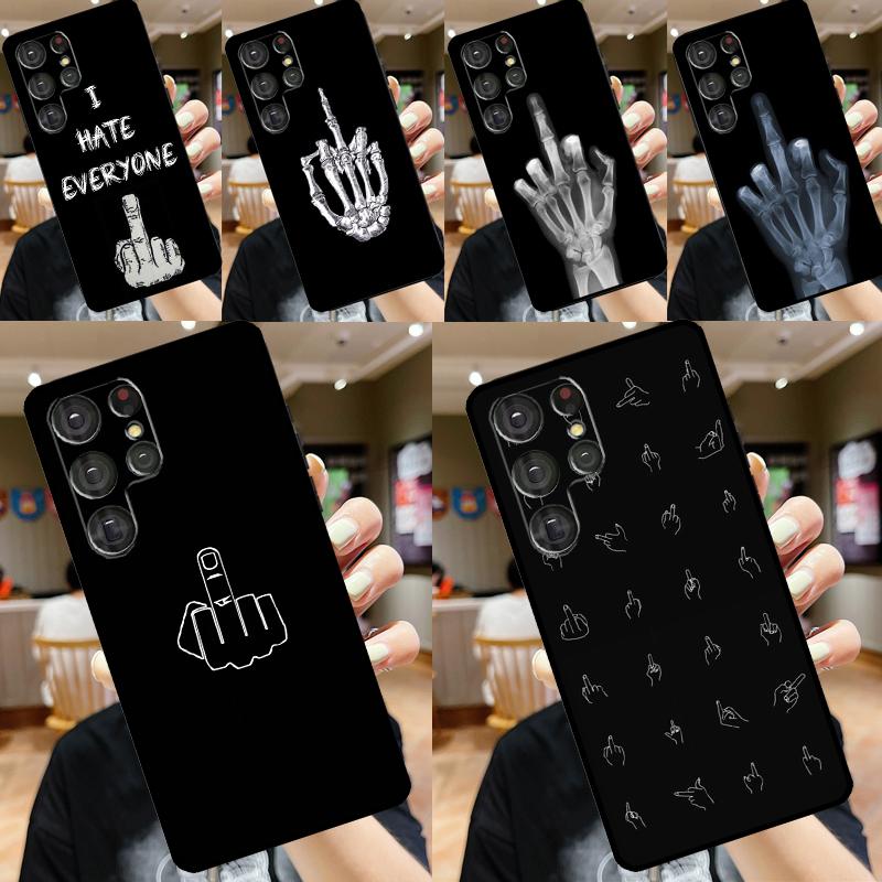 Middle Finger For Samsung Galaxy S24 S23 Ultra S22 S20 S21 FE S8 S9 S10 Note 10 Plus 20 Ultra Phone Case