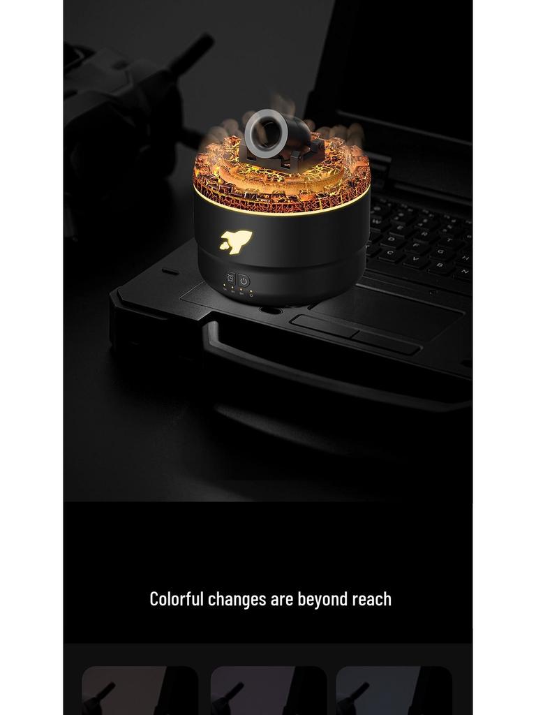 2024 Аромадиффузор и увлажнитель с цветной имитацией пламени и кольцами дыма