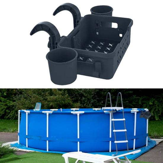 Корзина для хранения у бассейна, подвесная корзина для бассейна с подстаканником, большая вместимость