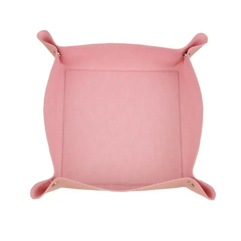 Креативный складной поднос из искусственной кожи для хранения вещей, ящик для хранения ключей, закусок, органайзер для офиса, школы