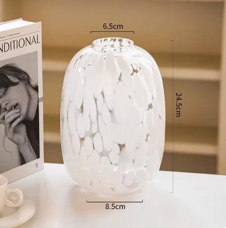 Big bellied round glass vase Original color snowflake water nurturing hanging clock flower vase home floor decor glass ornament