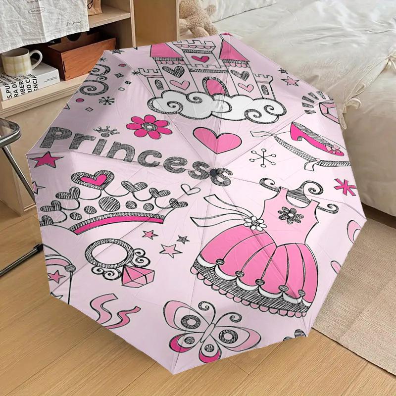 1PC Princess Castle Umbrella-8-Rib Reinforced Portable Folding Travel Suitable for All Seasons Outdoor Daily Use  -J0329