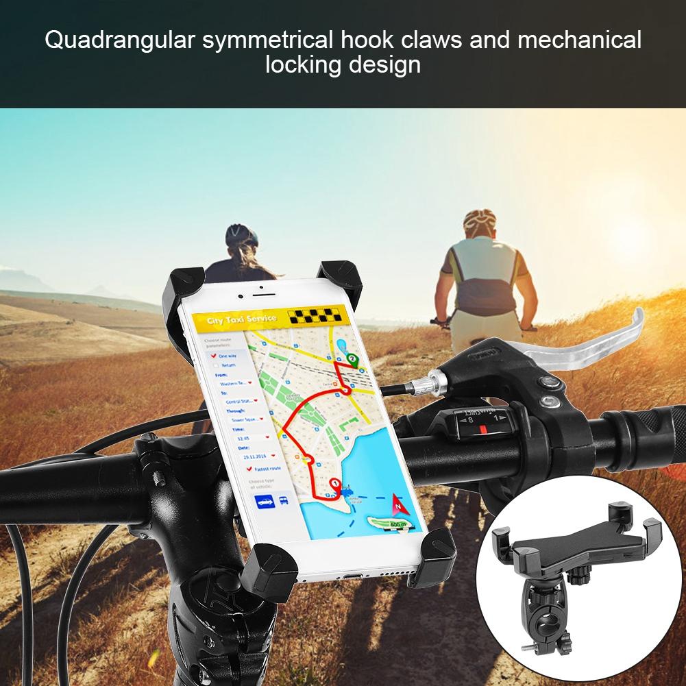 Durable Road Bicycle Mountain Bike Handlebar Mobile Phone Holder with 360 Degree Rotation Black