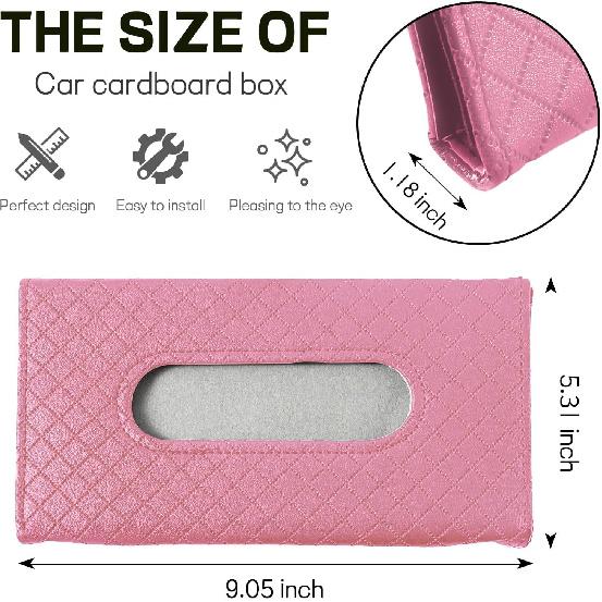 Car Tissue Holder, Leather Tissue Holder For Car Sun Visor, Rectangular Auto Sun Visor Napkin Holder Mask Dispenser, Universal Vehicle Tissue Box Sun