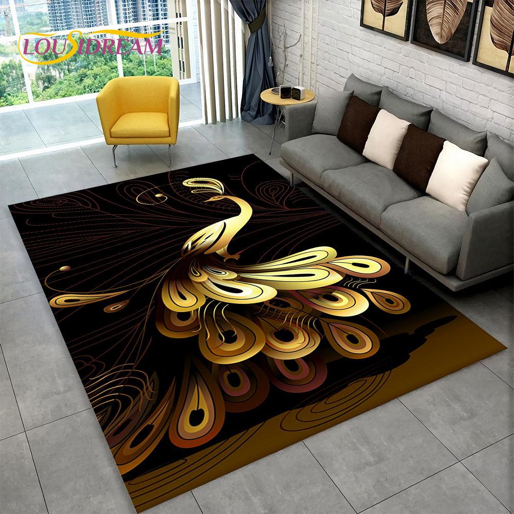 3D изысканный коврик с изображением павлина, коврик для дома, гостиной, спальни, дивана, коврик для кухни, украшение для кухни, нескользящие коврики