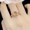 BELLA BOX Elegant Water Shaped Vintage Opening Ring For Women Charm Wedding Engagement Fine Personalized Jewelry New Trendy