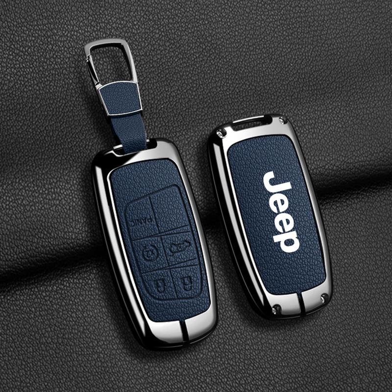 EPY1 For Jeep Grand Cherokee WK2 KL Wrangler JK Commander Renegade Compass 2018 2022 Metal Leather Car Key Case Cover Bag Accessories