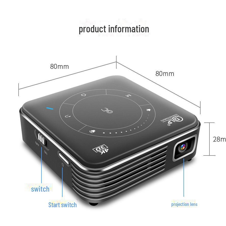Гарантийный 3D 4K Mini Smart Projector с 16 ГБ памяти