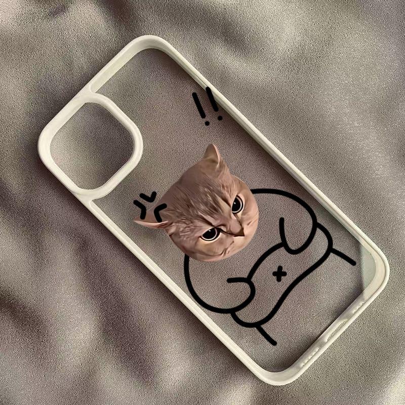 Забавный Кот Уникальный Ударопрочный Чехол для Телефона для Серии iPhone 17 16 15 14 13 12 11 Pro Max Plus Двухслойная Защита