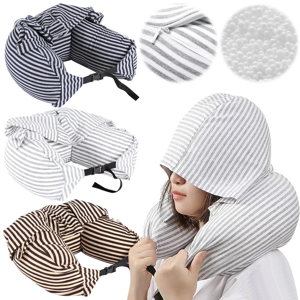 Набивная подушка для шеи Дорожная подушка для шеи с капюшоном Легкая набивная подушка для шеи Наволочка для подушки для шеи для дорожных принадлежностей