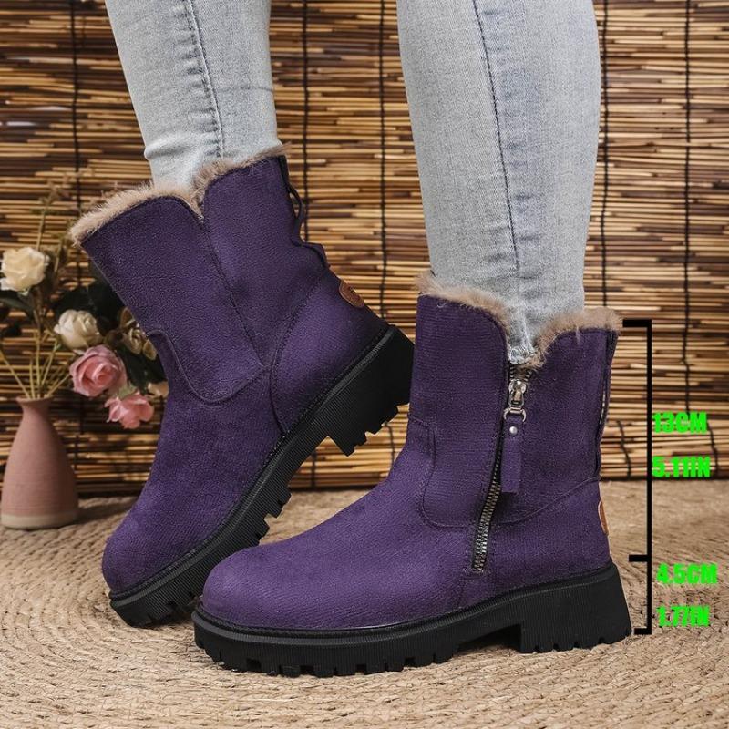 Fashion Thick Plush Women Snow Boots Keep Warm Cotton Shoes Faux Suede Non-slip Winter Boots Woman Comfortable Platform Ankle Booties