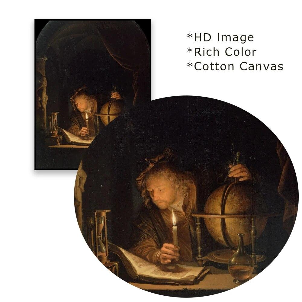 Классическая картина маслом постер Астроном при свечах принты винтажный деревенский деревенский декор холст картина домашний декор галереи