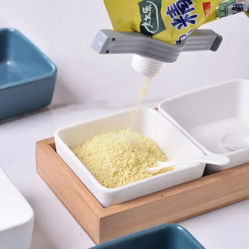 Screw Cap Sealing Clip Kitchen Seasoning Bag Milk Powder Salt Bag Sealing Clip Reuseable Snack Food Dispenser Nozzle with Lid