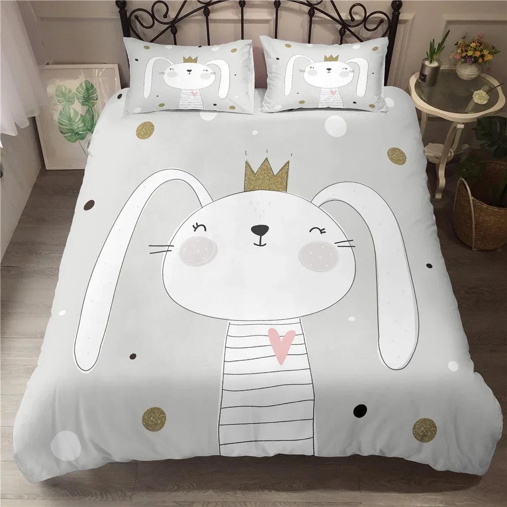 Cartoon Dinosaur King Queen Duvet Cover Yellow Animals Bedding Set For Kids Boys Girl Wildlife Soft 2/3Pcs Polyester Quilt Cover