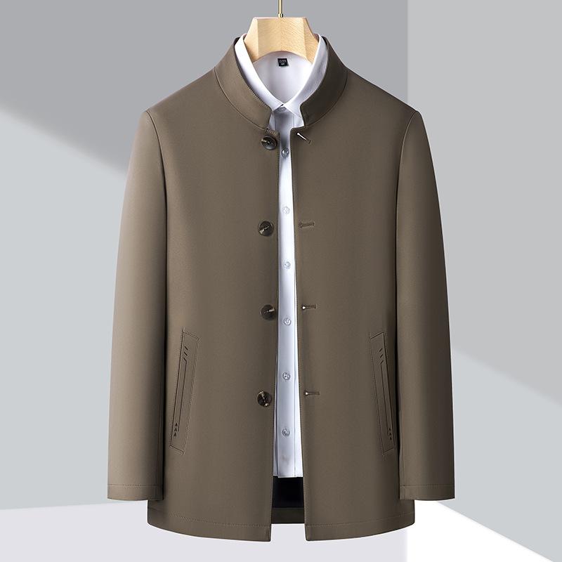Весенняя новинка шелковая куртка мужская весенне-осенняя куртка с воротником-стойкой в деловом стиле без утюга