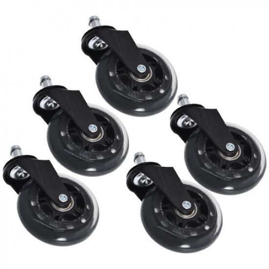 Set of 5 3 inch Office Chair Caster Rubber Swivel Wheels Replacement Heavy Duty