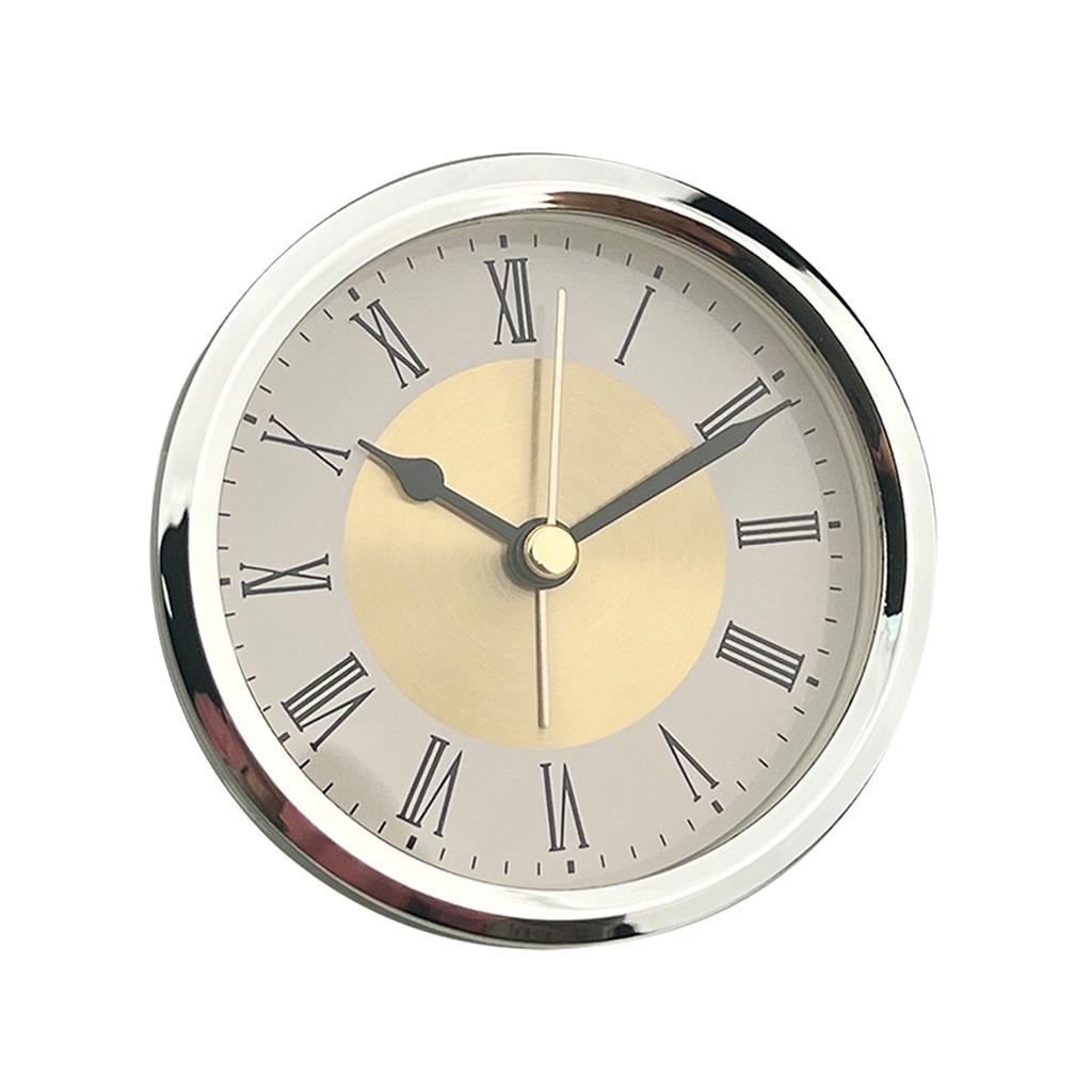 Elegant 3.5Inch Quartzs Alarm Clock Face Insert with Roman Numerals Clock Head Round Watch Insert for Craft Projects