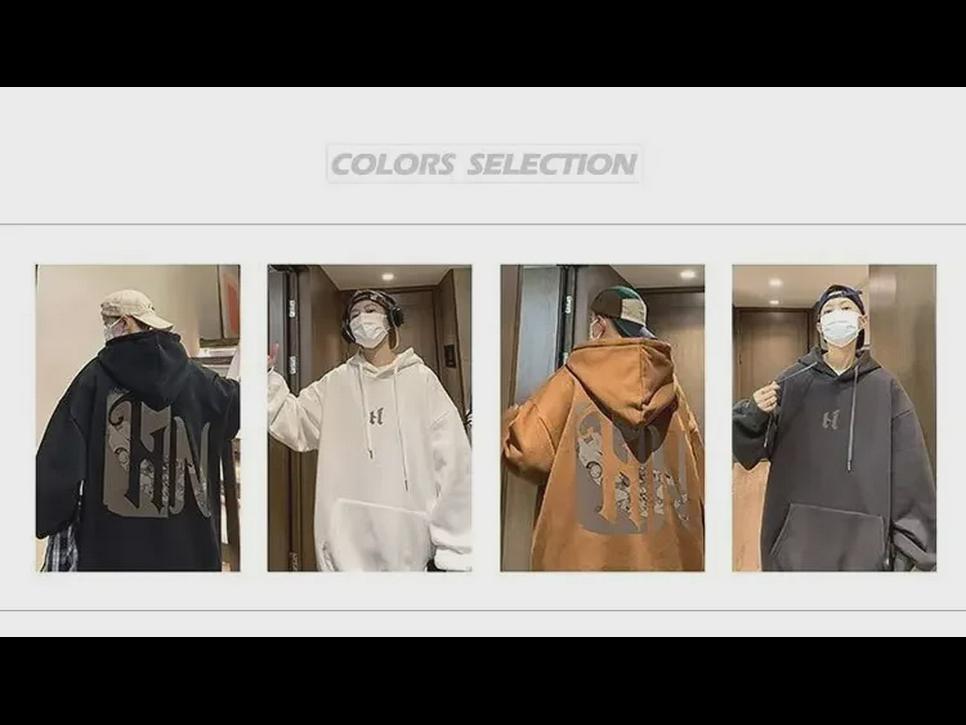 Мужская толстовка с капюшоном из японского бархата больших размеров — модная и свободная на осень/зиму