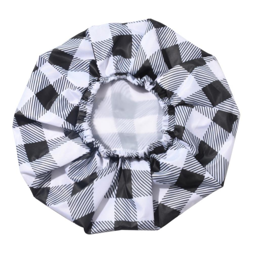 Waterproof Double Layer Bath Cap Anti-Fouling Shampoo Cap Print Hat Shower Cap  Swimming
