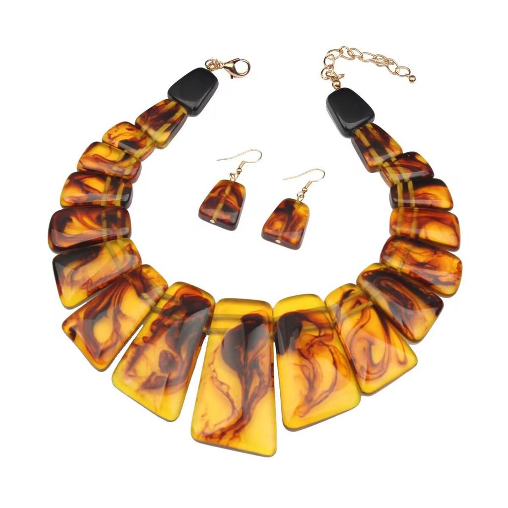 Exaggerated Retro Personalized Necklace Earrings Set Women'S Jewelry Yiwu