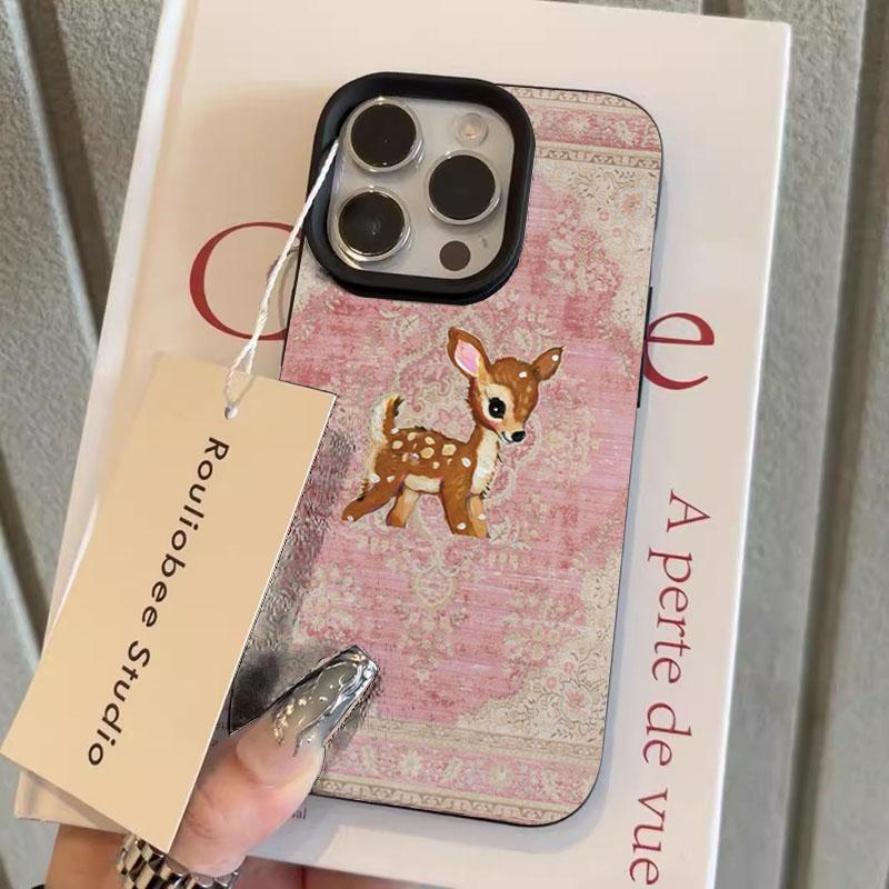 Винтажный чехол для телефона с рисунком оленя и личи для iPhone 17 Air 16 e 15 14 13 12 11 Pro Max Plus SE, мягкий противоударный чехол