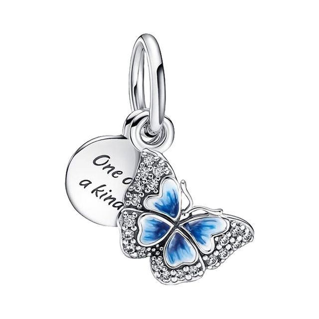 Подвеска из стерлингового серебра 925 пробы, романтическая розовая любовь, фиолетовый камень, подходящий для модного браслета для женщин, изготовление ювелирных изделий своими руками