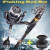 Telescopic Fishing Rod and Spinning Reel Combos for Carp Bass Saltwater Freshwater Fishing Tackle