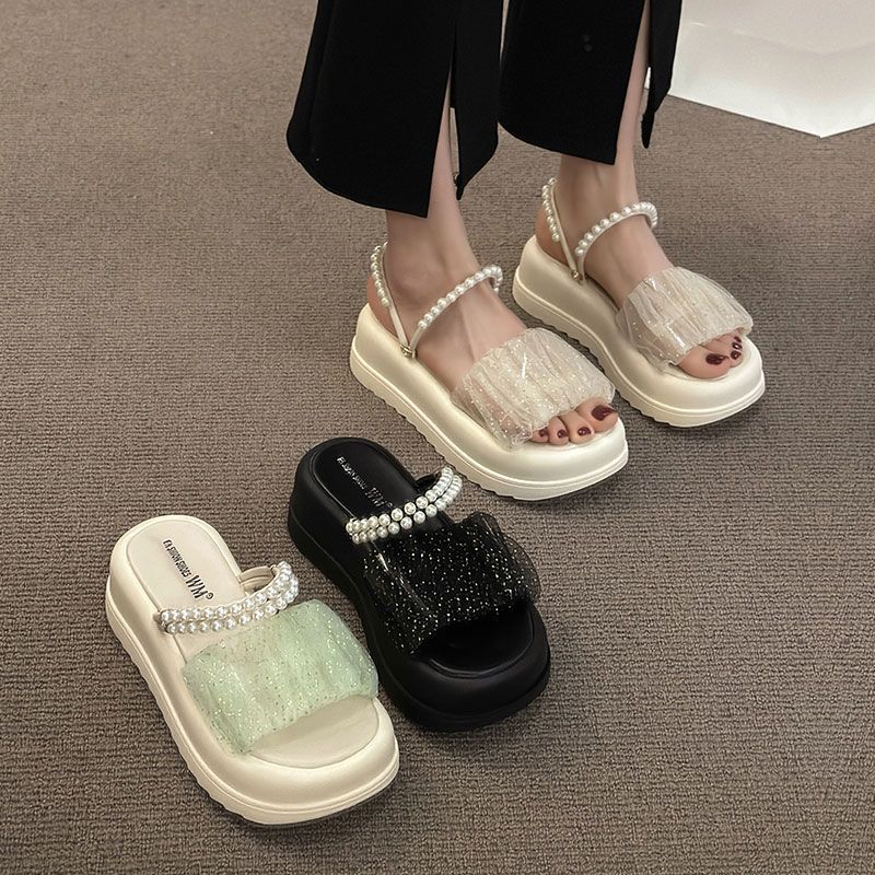 Женские сандалии, летние, новые, сетчатые, на танкетке, модные, на толстой подошве, пляжные, повседневные, женские сандалии, тапочки, Zapatillas Mujer