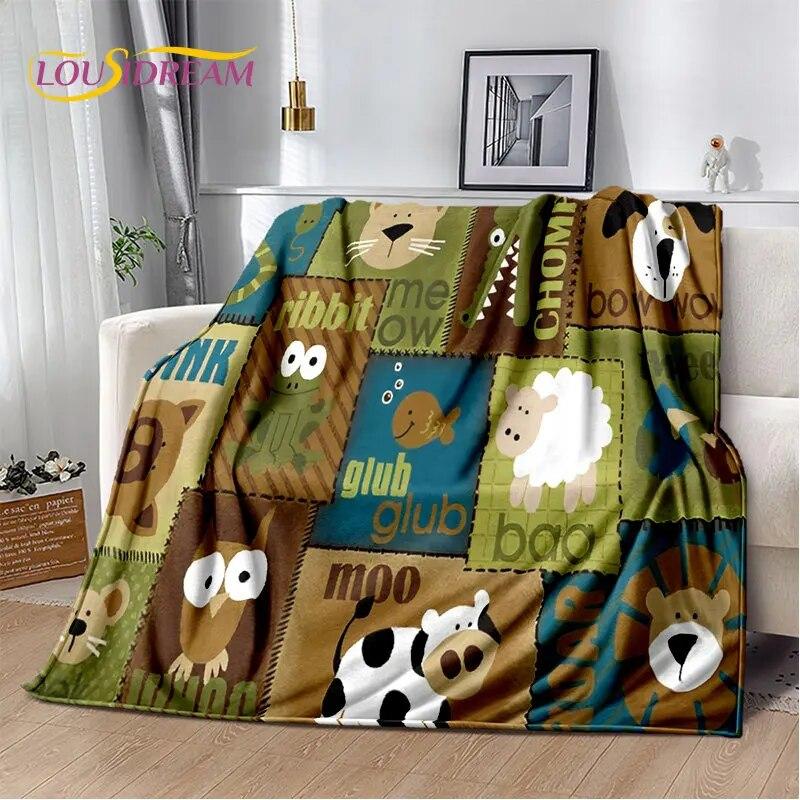 ABC Cartoon Alphabet Children Kids Early Education Soft Plush Blanket,Flannel Blanket Throw Blanket for Living Room Bedroom Sofa