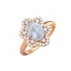 8X6MM Oval Moonstone Gemstone 925 Sterling Silver Rose Plated Solitaire Halo Women Engagement Ring