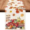 Linen Fall Table Runner Orange Maple Leaf Autumn Table Runner For Kitchen Table Farmhouse Truck Indoor Outdoor Home Party Decor