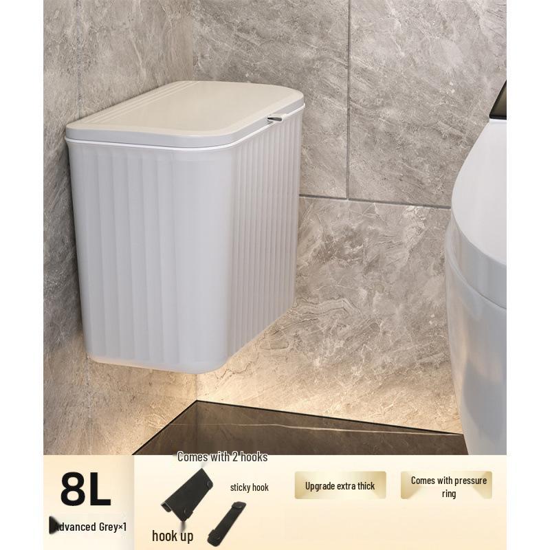 Настенное мусорное ведро для ванной и кухни с крышкой - Большой размер, не требует установки, двойное использование для туалета и кухни.