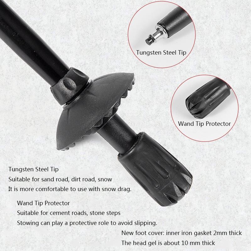 1PC 5-Section Outdoor Fold Trekking Pole Camping Portable Walking Hiking Stick For Nordic Elderly Telescopic Easy Put Into Bag