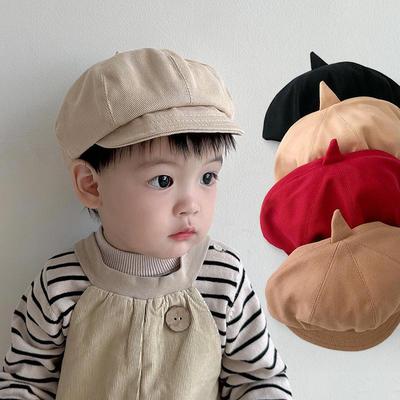 Однотонная детская беретка с коротким козырьком для мальчика и девочки, регулируемая летняя кепка для малышей, детей, для улицы