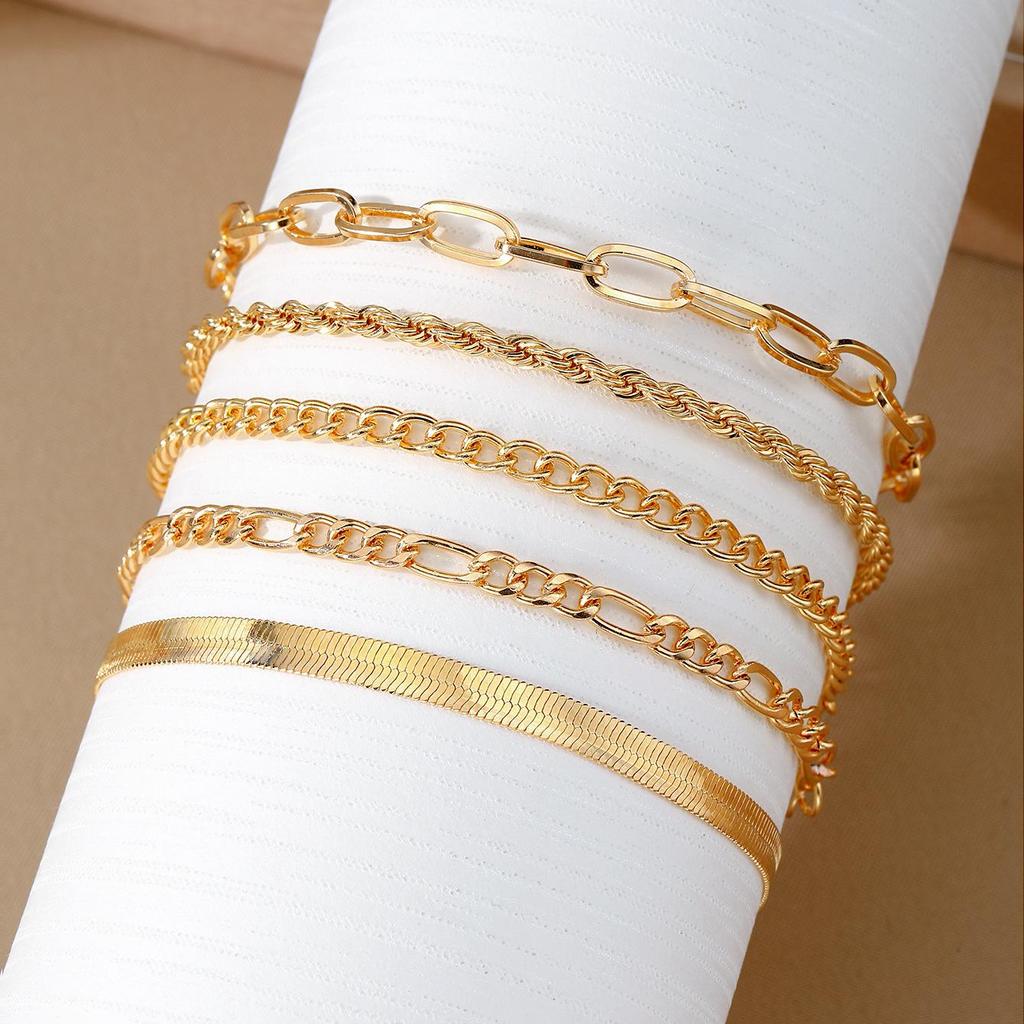 Bohemian Minimalist Multi-Layer Metal Chain Women's Bracelet Set