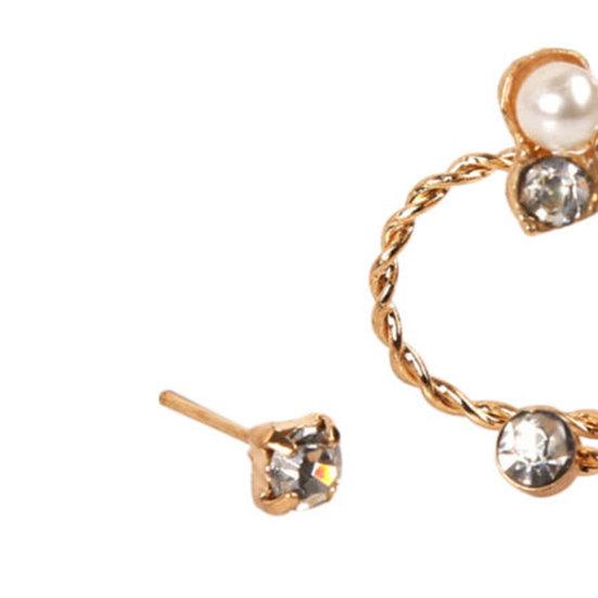 1 комплект серег со стразами и искусственным жемчугом, изысканный зажим для ушей