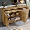 Buffet - 3 Tiroirs et 2 Portes - Meuble de Rangement - Étagère Réglable - Salon, Salle à Manger, en Chêne Foncé, 120x40x85 cm