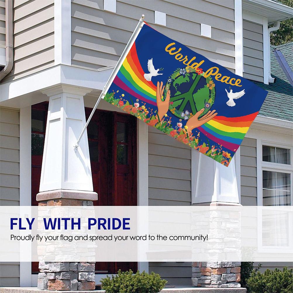 World Peace Flag Polyester Large Banners 90*150CM Fade Resistant Flags Perfect for Home Outdoor