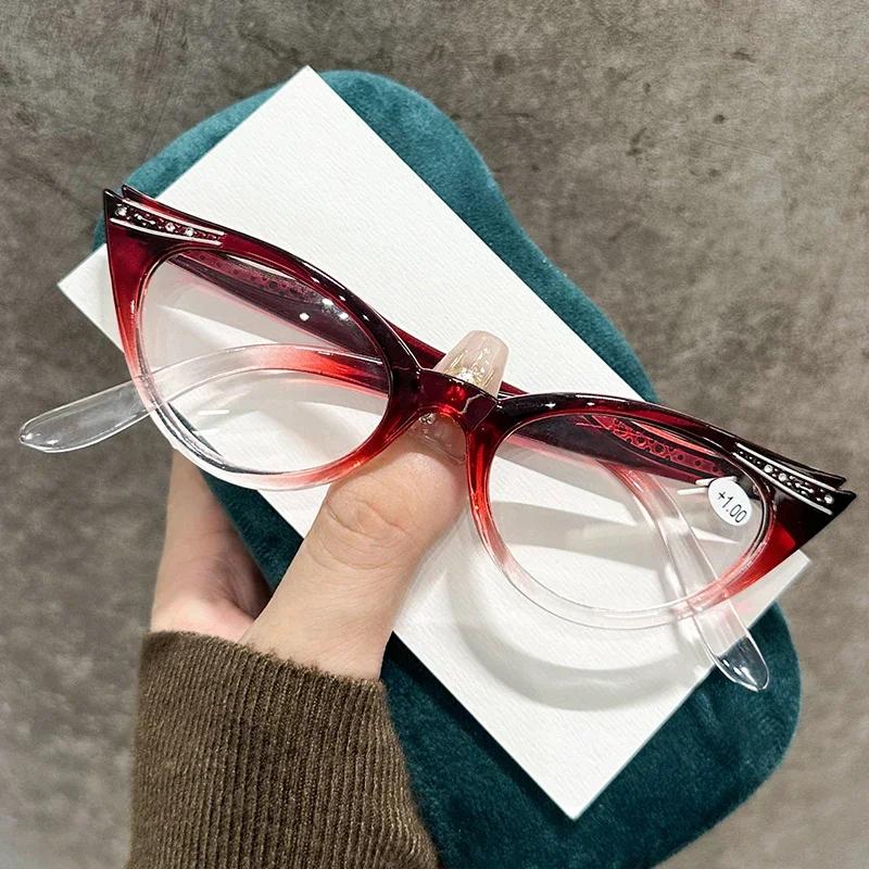 Ultra-light Cat Eye Frame Reading Glasses Fashion Ladies Finished Prescription Far-sight Eyeglasses Diopter Presbyopia 0 To +4.0