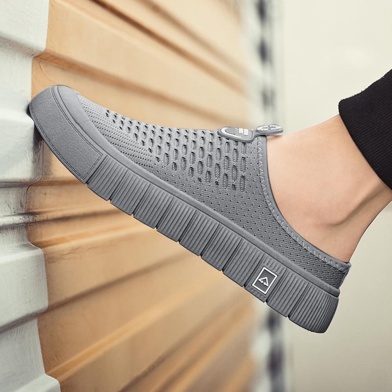 Сандалии без застежек с открытой пяткой для мужчин и женщин - летние сланцы из дышащей сетки с плоской подошвой, легкая повседневная одежда для отдыха на открытом воздухе