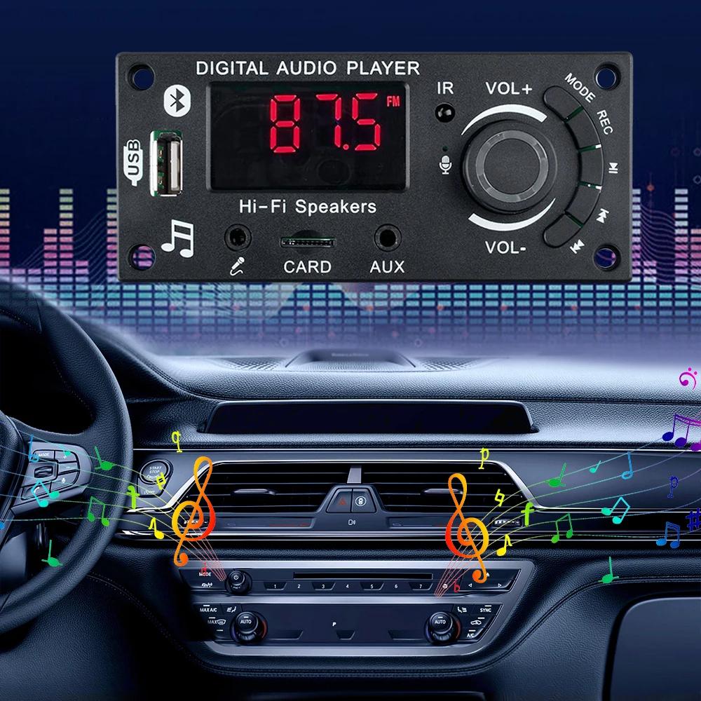 2*50 Вт DIY цифровой усилитель Bluetooth 5,0 MP3 декодер плата автомобильный MP3 музыкальный плеер USB FM-радио TF карта микрофон Aux модуль записи