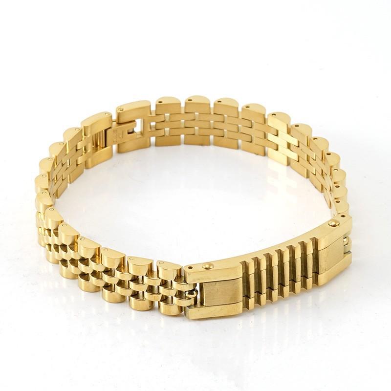 Модный мужской браслет из нержавеющей стали, персонализированная цепочка для часов, мужская бижутерия из титановой стали 18 карат