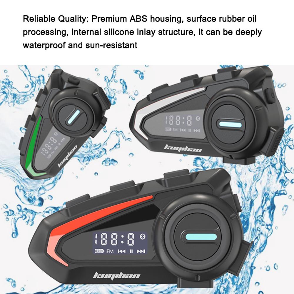 KUQIBAO Гарнитура для мотоциклетного шлема BT5.1 Наушники с шумоподавлением Водонепроницаемая поддержка громкой связи