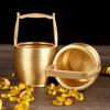 1Pcs Pure Brass Bucket Of Gold Ornament No Ingot Lucky Fortune Craft Feng Shui Ornament Home Desktop Decoration Gift