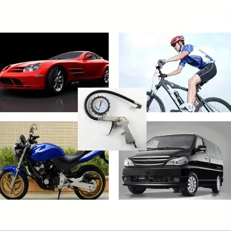 Tire Pressure Gauge for Car Motorcycle SUV - Gun Type Inflator Pump Tool for Air Compressor Durable Repair